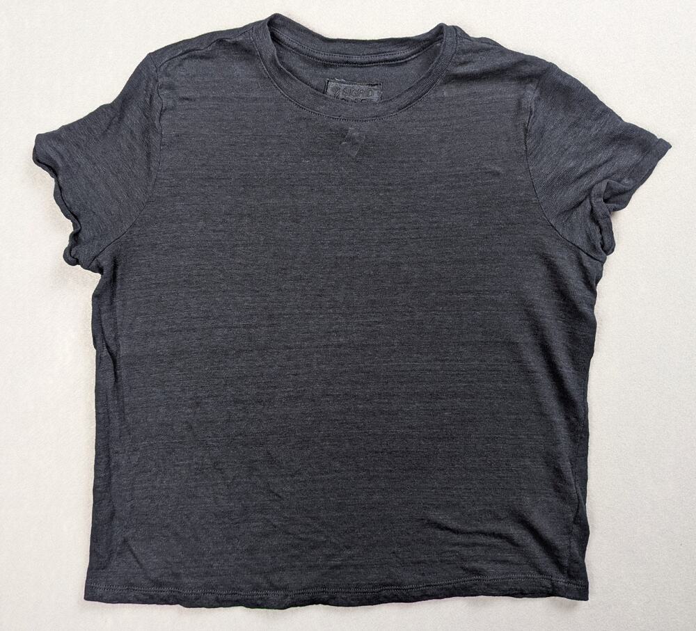Sigrid Olsen 100% Linen Short Sleeve Tee Shirt Black Size S Coastal Minimalist